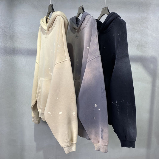 Splash-ink Washed Damaged Thickened Hoodie Sweater For Men And Women