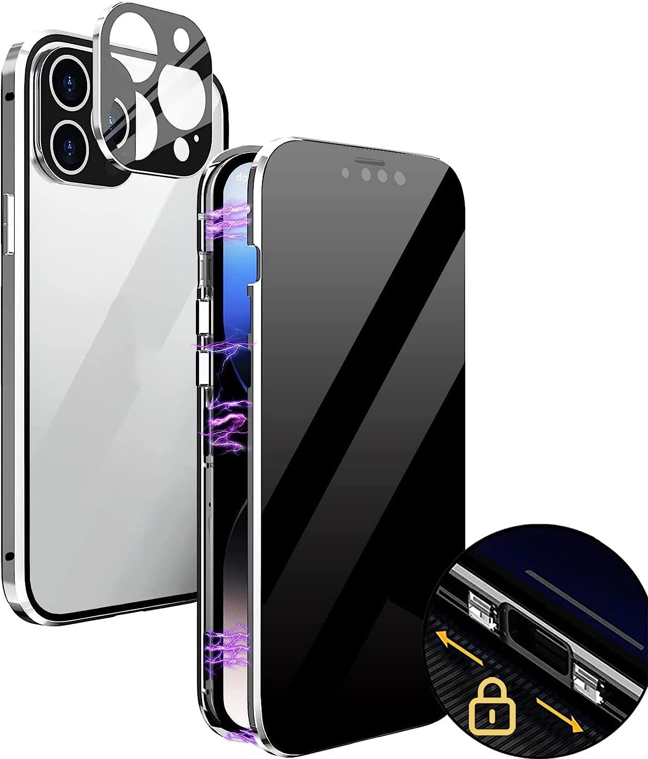 Magneto Phone Case With Double-sided Glass, Anti-peep, Full Coverage