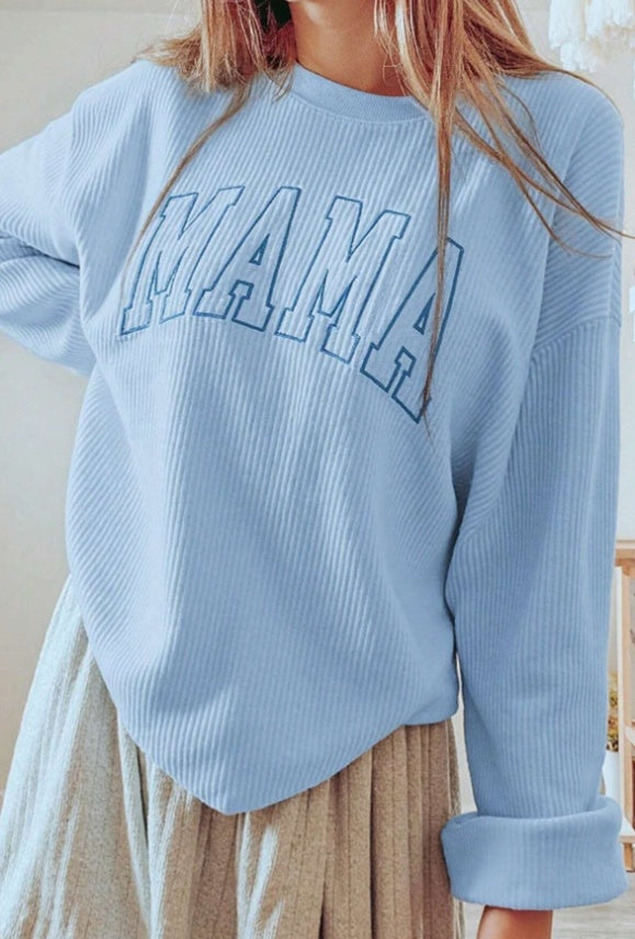 Women Loose Fit Embroidered Print Sweatshirt Top