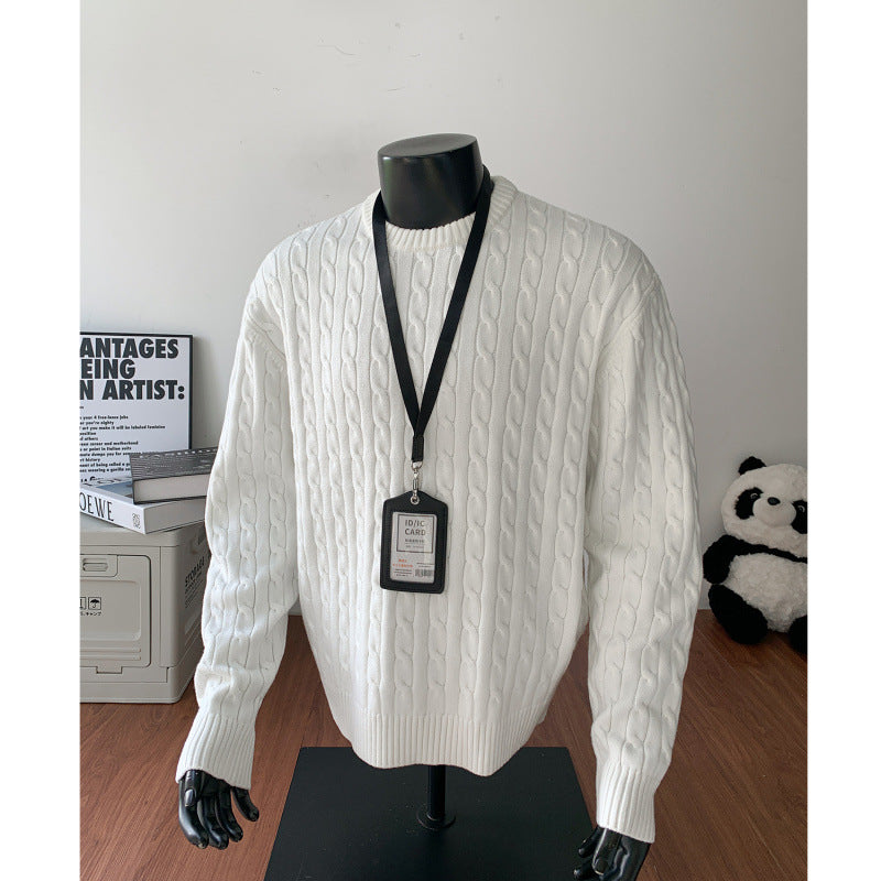 Retro Twist Round Neck Sweater Loose Casual Sweater