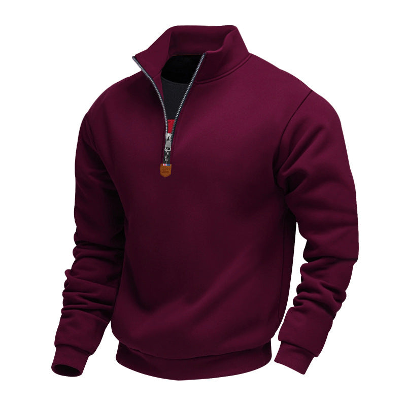 Men's Stand Collar Long Sleeve Half-zip Sport Casual Sweatshirt