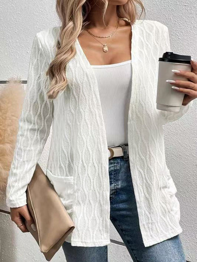 Hollow-out Casual Commuting Knitted Long-sleeve Cardigan