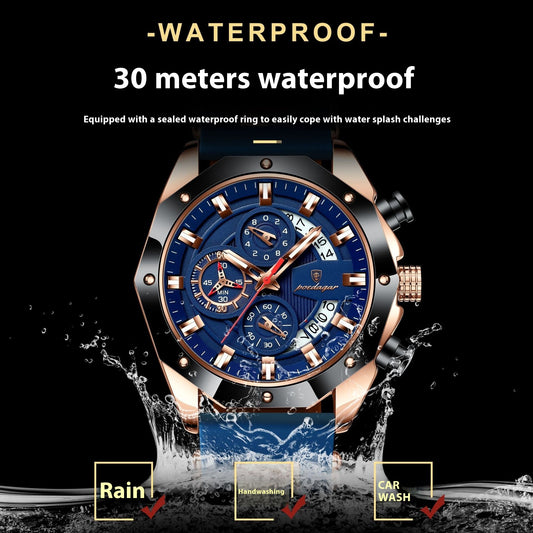 Silicone Band Multi-function Chronograph Men's Watch