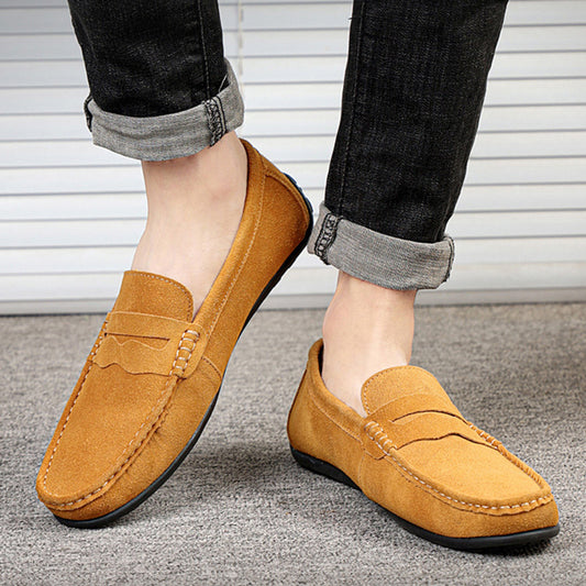 Men's Solid Color Suede Loafers Breathable Comfort Slip-on Flat Shoes