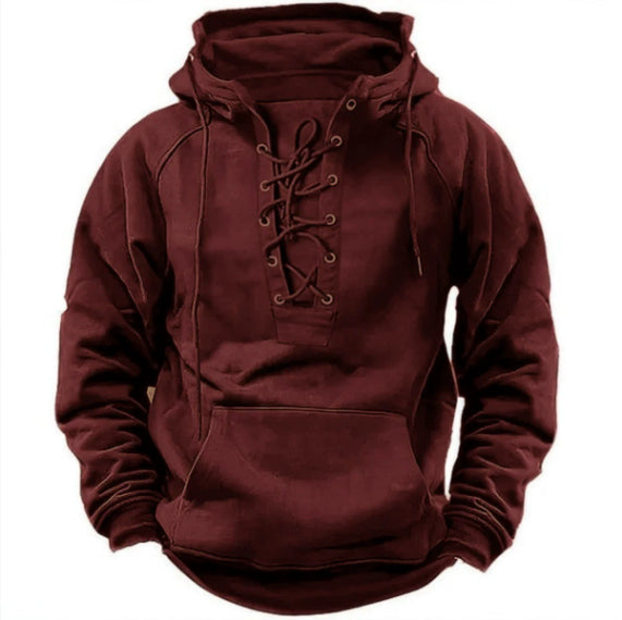 Ins Lace-up Hoodie Casual Sports Pocket Sweatshirt Men's Long-sleeved Top Clothing