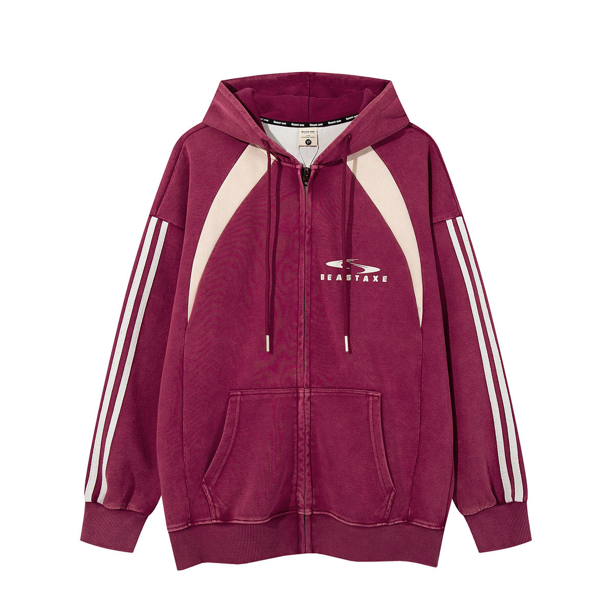 Striped Patchwork Hoodie American Print Casual Hoodie