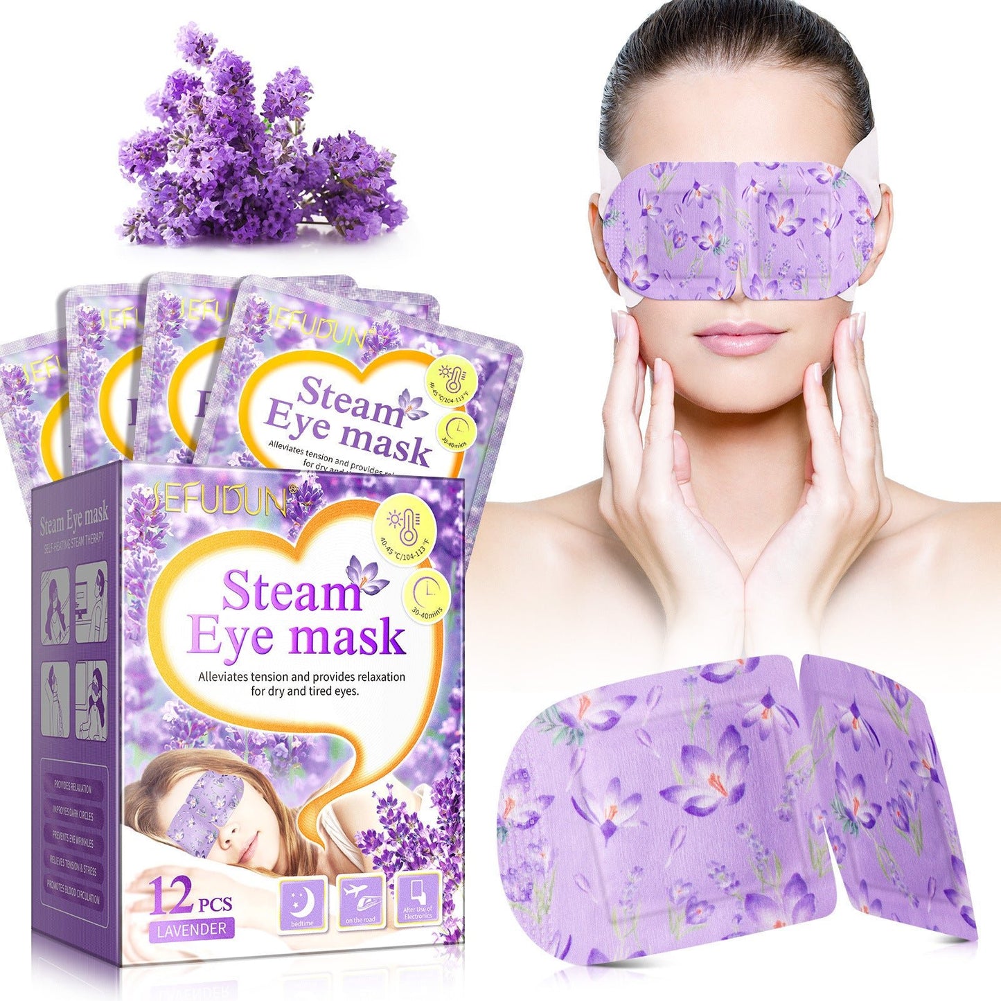 Disposable Eye Mask Steam Heating SPA Relaxing Eye - Babazayed