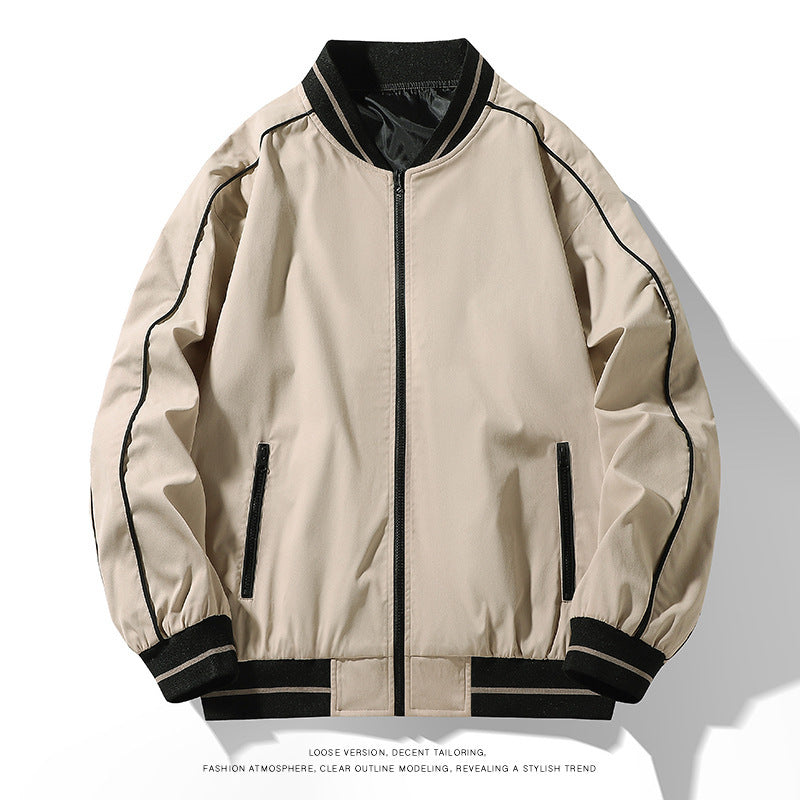 Men's Baseball Collar Casual Jacket Plus Size Coat Top Men