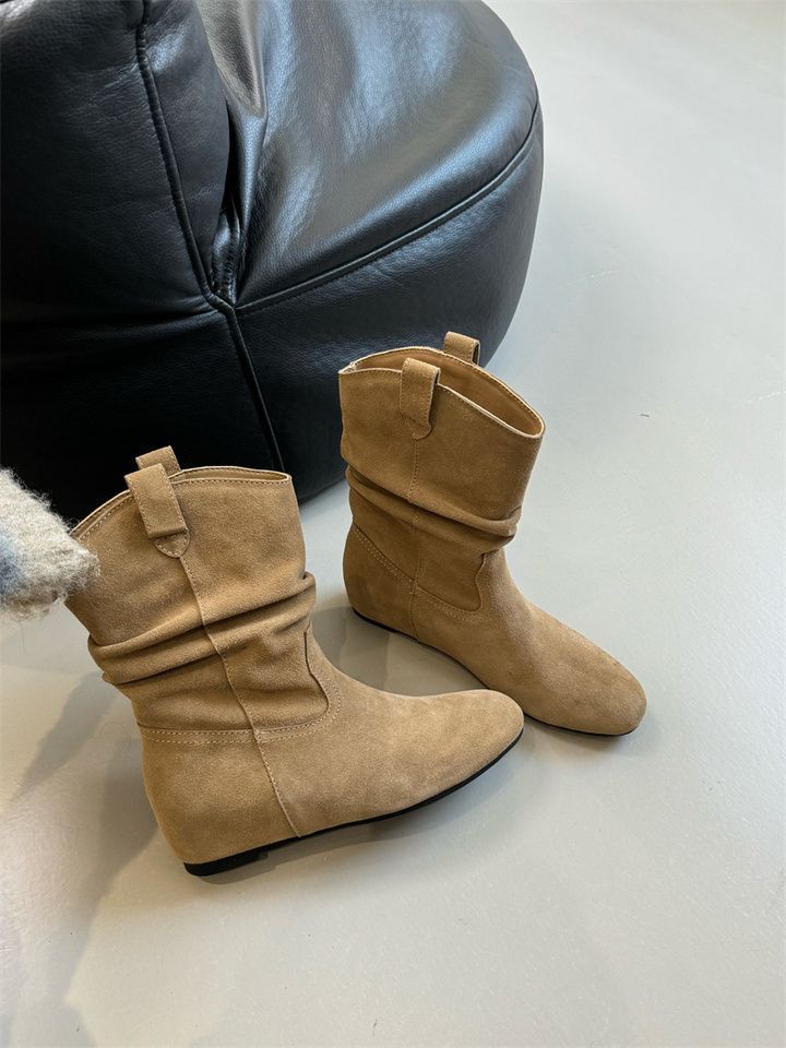 French Retro Autumn And Winter New Frosted High Sleeve Western Cowboy Boot Women