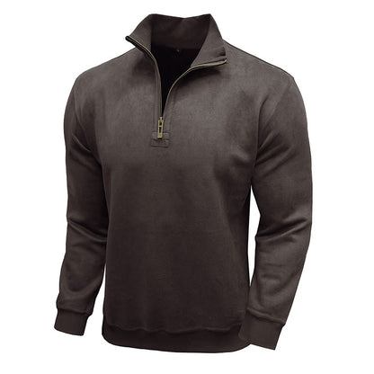 Men's Long-sleeved Zipped Stand Collar Sweater