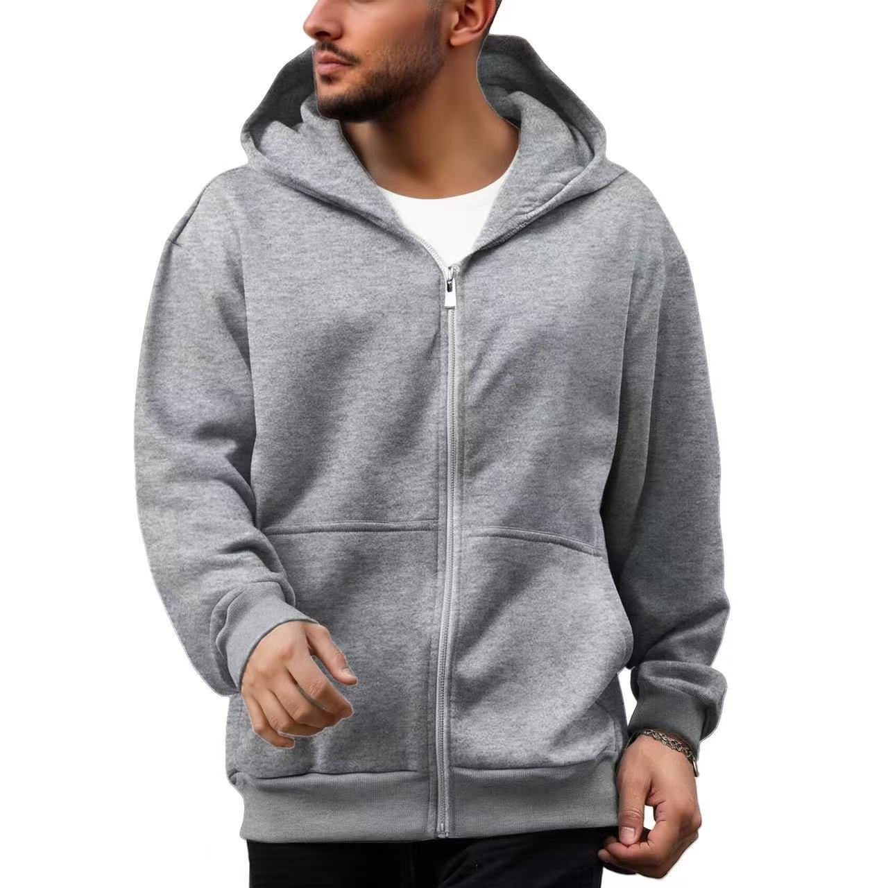 Backpack Men's Loose Sports And Leisure Hooded Zipper Sweatshirt