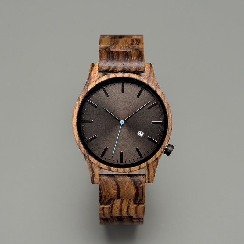 Wood Quartz Pointer Watch Men