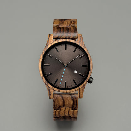 Wood Quartz Pointer Watch Men