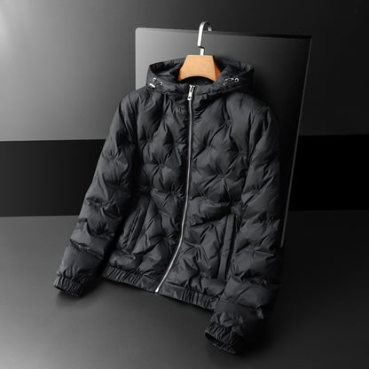 Embroidered Down Men's Plus Size Hooded Casual Down Jacket