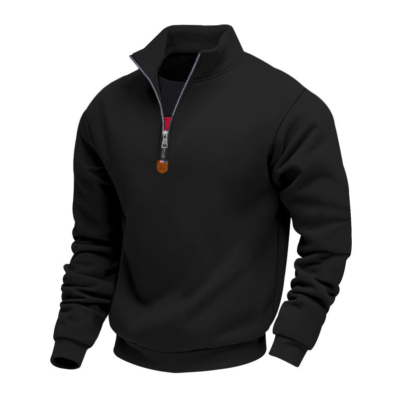 Men's Stand Collar Long Sleeve Half-zip Sport Casual Sweatshirt