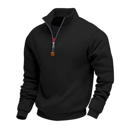 Men's Stand Collar Long Sleeve Half-zip Sport Casual Sweatshirt