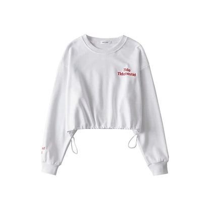 Casual Loose Letter Embroidered Long Sleeve Sweatshirt