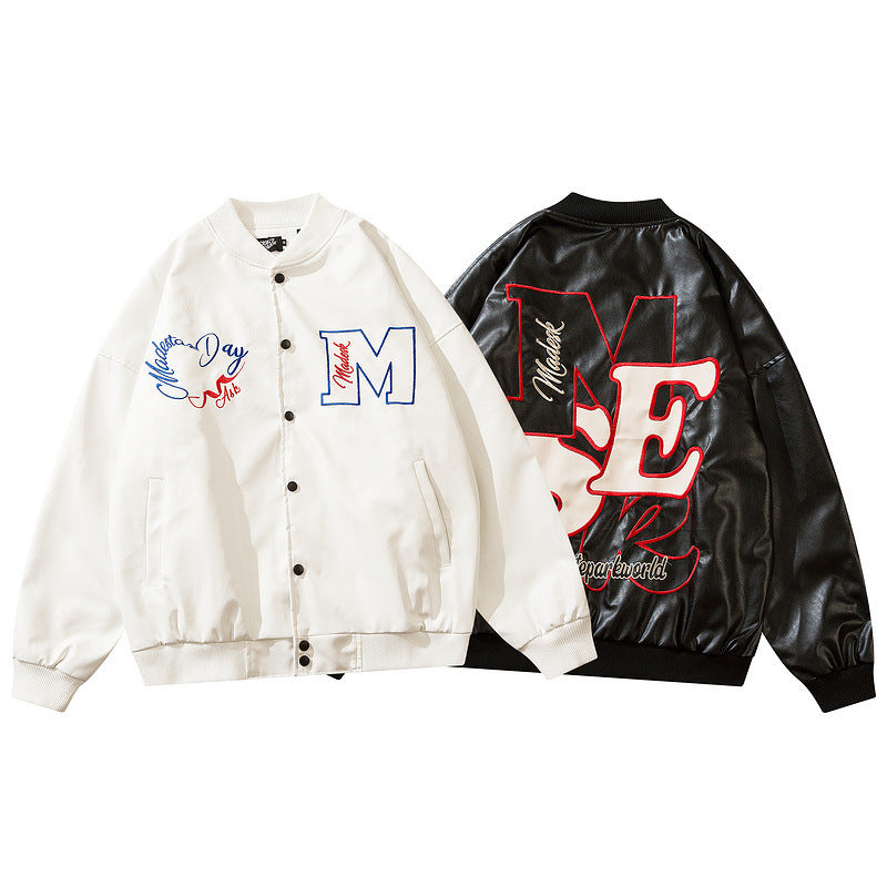 Men's Loose Vintage Embroidered Baseball Jacket