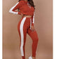 Slim stitching sports suit women