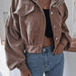 Lantern Sleeve Corduroy Casual Short Jacket