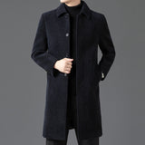Temperament Lapel With Velvet Men's Woolen Coat