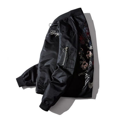 Men's Dragon And Tiger Embroidery Jacket Air Force Jacket