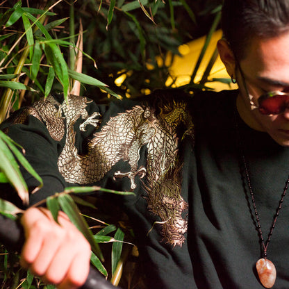 Men's embroidered crew neck sweatshirt with double arms