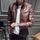 Leather jacket men's leather zipper cardigan men's jacket