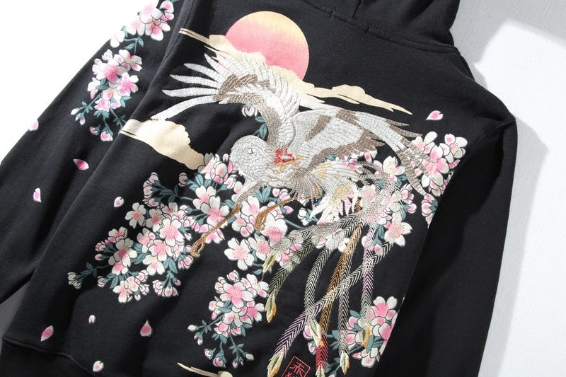 Embroidered Phoenix Hoodie Sweatshirt