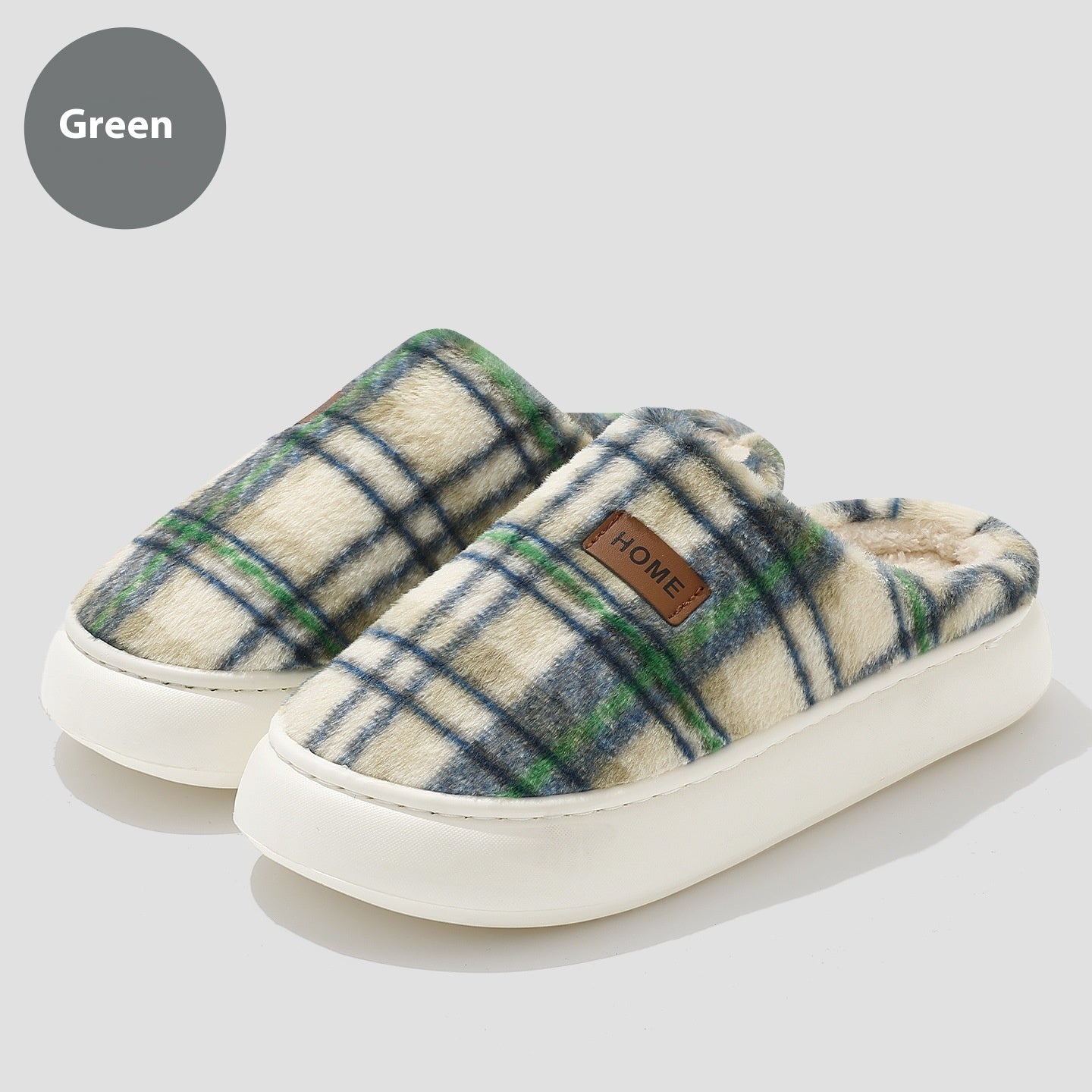 Women's Home Comfortable Warm Striped Toe Cap Cotton Slippers