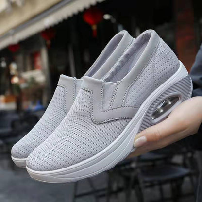 Women's Round Toe Breathable Mesh Wedge Heel Hollow Lightweight Casual Sports Shoes
