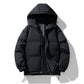 Men's Hoodie Coat Winter Fashion Solid ZIp-up Thickened Cotton-padded Jacket Casual Warm Outwear Top Clothing