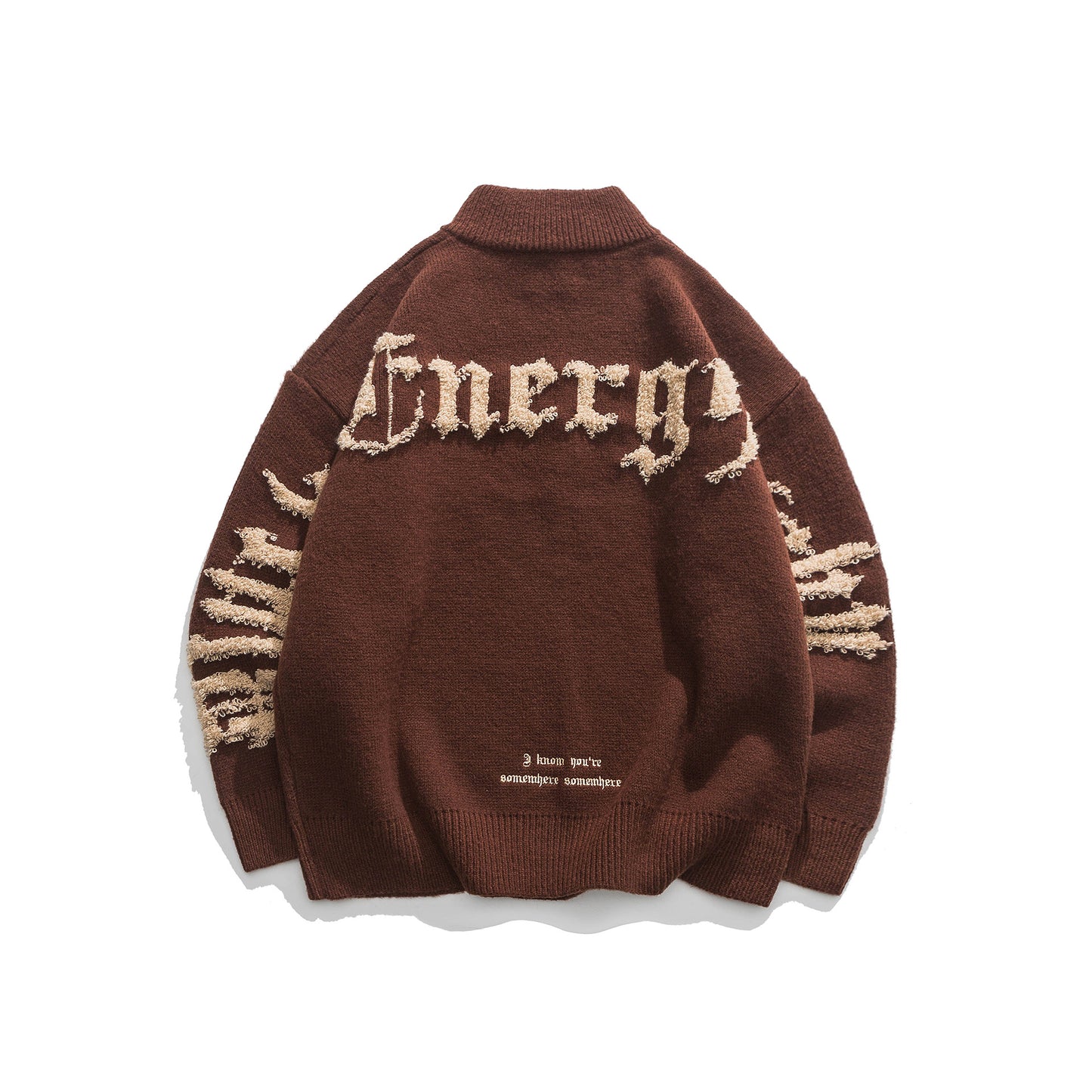 Men's Zipper High Neck Jacquard Sweater