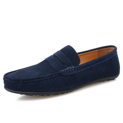Men's Solid Color Suede Loafers Breathable Comfort Slip-on Flat Shoes