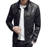 Leather jacket men's leather zipper cardigan men's jacket