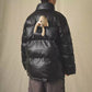 Bear decoration PU leather cotton jacket