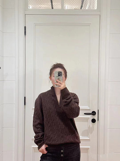 Embroidered Sweater Half Zipper Sweater Sweater Temperament Slimming Short Top