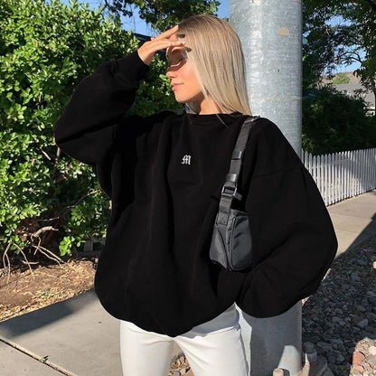 Solid color embroidered sweatshirt