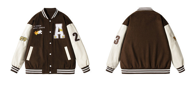 American Vintage Flocked Embroidered Baseball Jacket