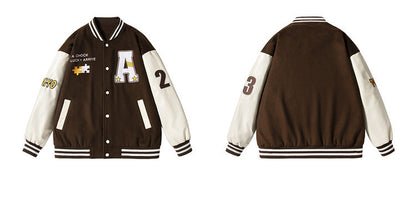 American Vintage Flocked Embroidered Baseball Jacket