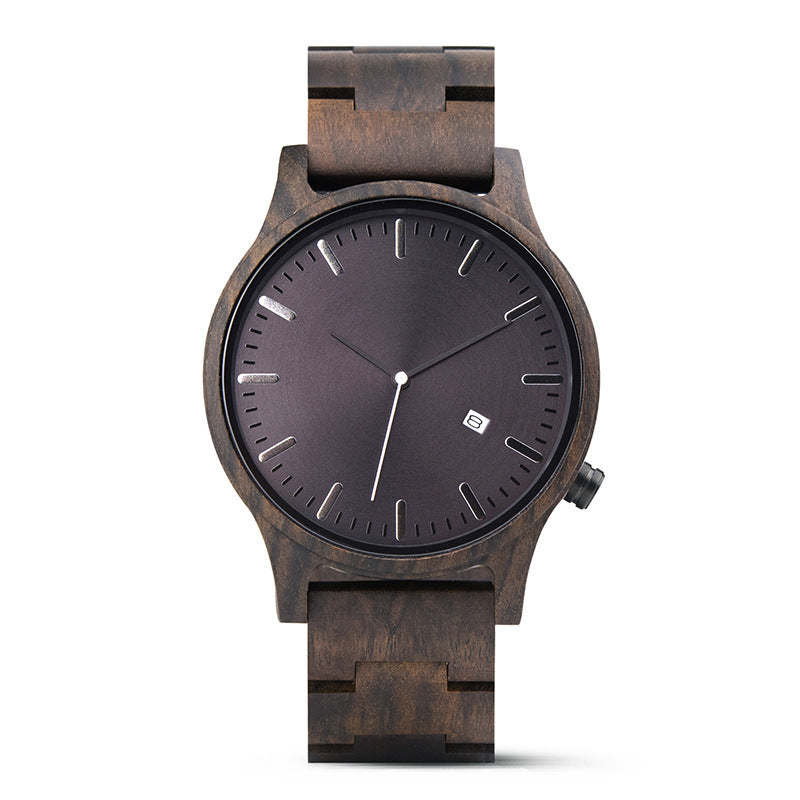 Wood Quartz Pointer Watch Men