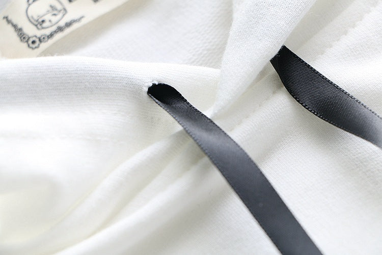 Loose Flared Sleeve Embroidered Hooded Sweatshirt