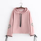 Loose Flared Sleeve Embroidered Hooded Sweatshirt