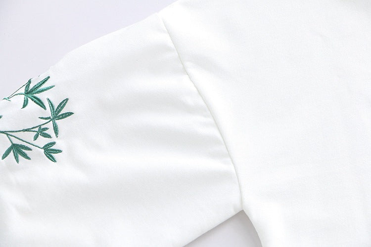 Loose Flared Sleeve Embroidered Hooded Sweatshirt