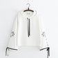 Loose Flared Sleeve Embroidered Hooded Sweatshirt
