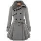 Women's Slim Mid-length Woolen Coat With Belt Thickened Double-breasted Padded Windbreaker Coat