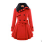 Women's Slim Mid-length Woolen Coat With Belt Thickened Double-breasted Padded Windbreaker Coat