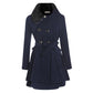 Women's Slim Mid-length Woolen Coat With Belt Thickened Double-breasted Padded Windbreaker Coat