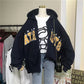Heavy Industry Embroidered Letter Loose Hooded Jacket Sweatshirt