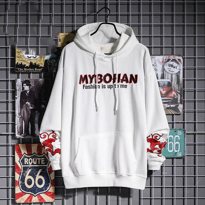 Men's hooded loose embroidered sweatshirt